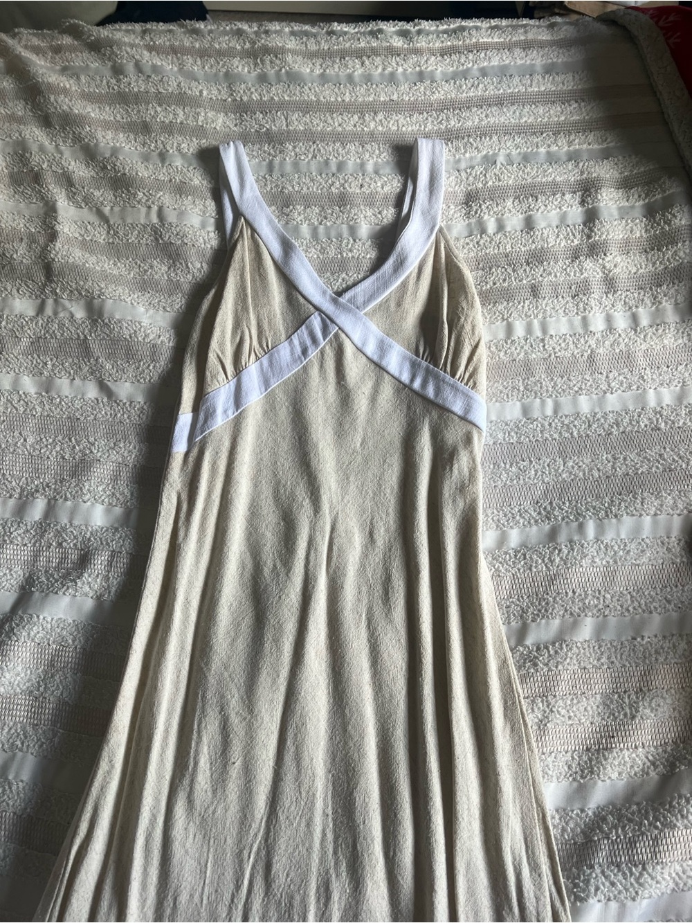 Monteau Cream Maxi Dress with White Trim